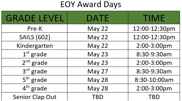 Awards Schedule